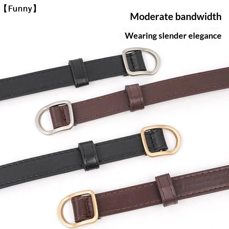 Women Belt Fashionable Gold Button Non Perforated Belt Authentic Leisure Versatile PU Leather Belt Paired With Pants Jeans Belt