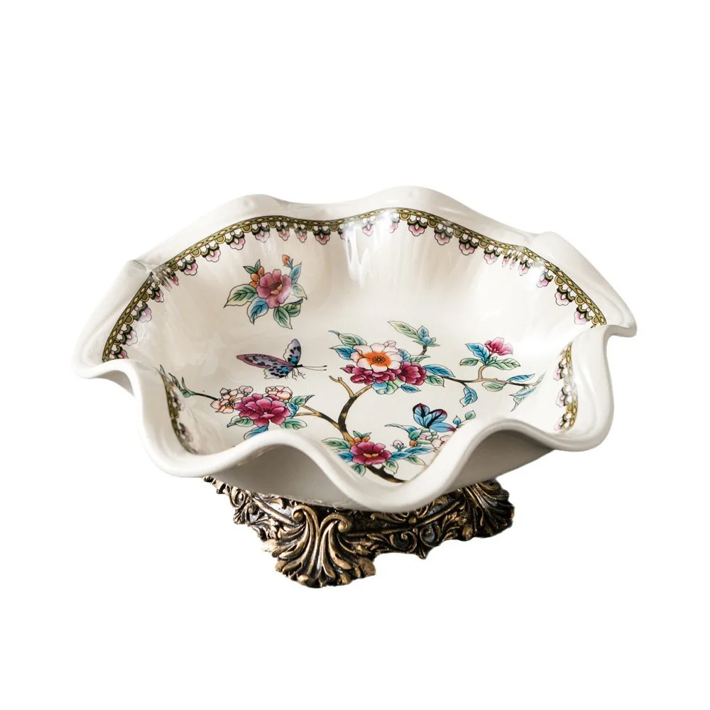 

European Style Irregular Shape Ceramic Candy Dish for Home Decor Artistic Asymmetrical Serving Tray Handmade Table Centerpiece