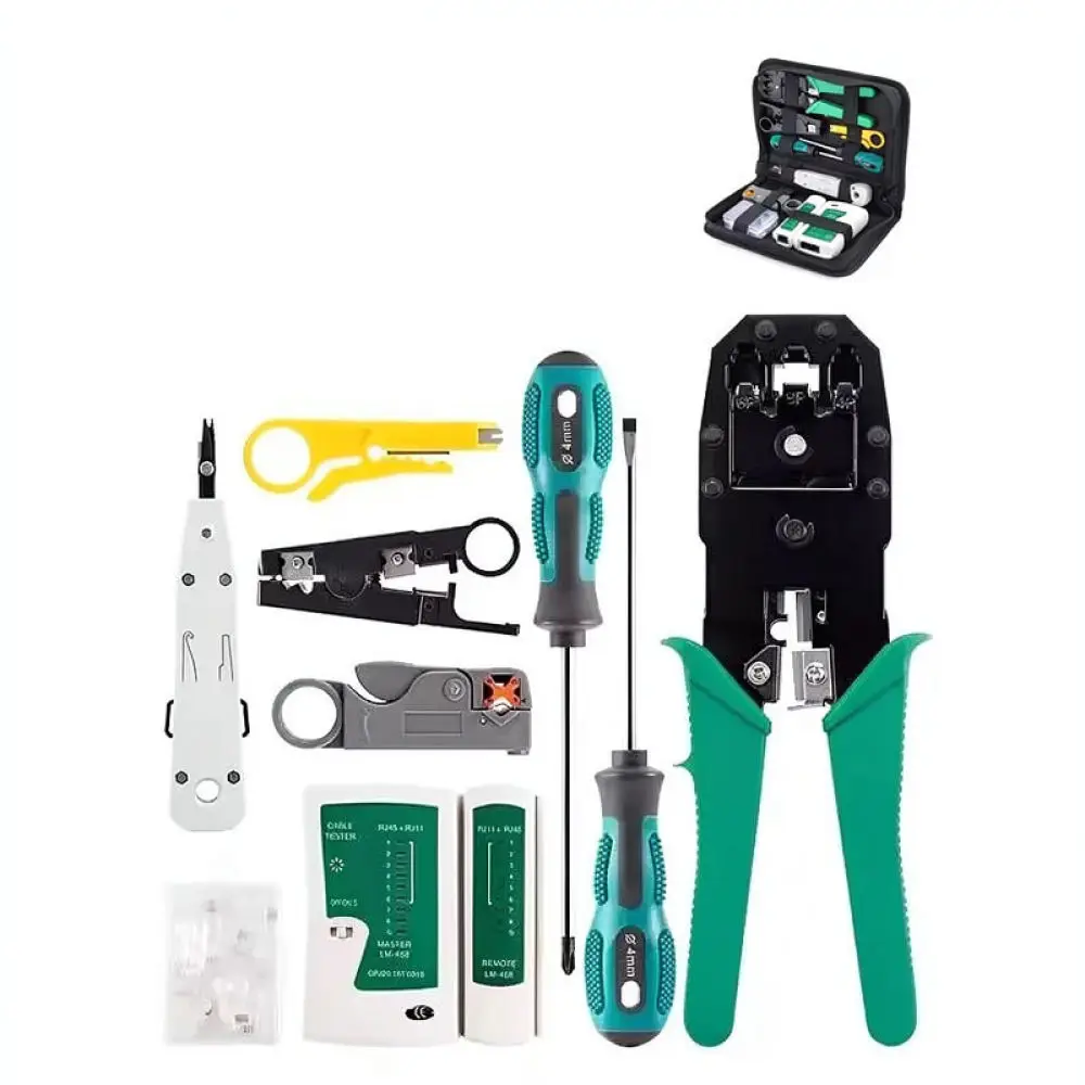 Professional Network Repair Tool Kit Ethernet Cable Tester Crimper Set Portable Home Office Maintenance Hardware Solution view 4
