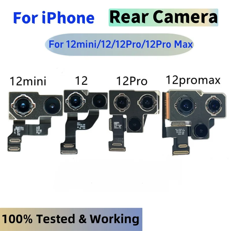 Tested Back Rear Camera Main Lens Flex Cable Camera module For iPhone 11 12 mini 13 Pro 14 15 12Pro Max Rear Camera Repair Parts