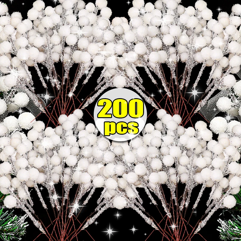 

Матовые белые искусственные ягодные ветки, рождественские ягоды, стебли, украшение для рождественской елки, цветочный венок «сделай сам», свадебный декор