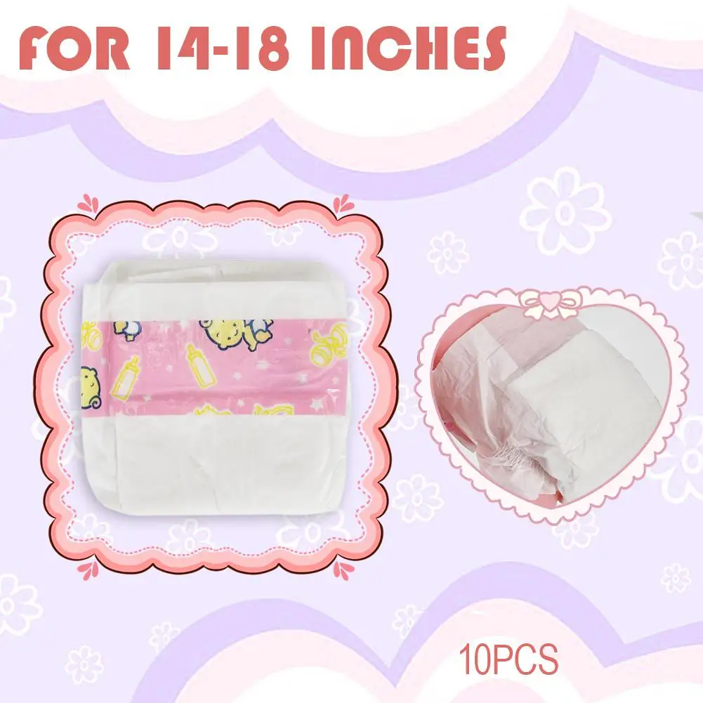10PCS Babypop Luiers Voor 14-18 Inch Poppen Leuke Cartoon Wegwerp Pop Luiers Pop Accessoires Kids fantasiespel Speelgoed