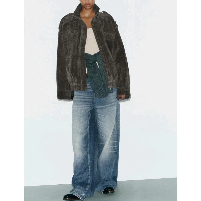 

Осеннее новое уличное женское длинное повседневное пальто-туэт с воротником-стойкой, дышащее свободное пальто из полиэфирного волокна, женская верхняя одежда