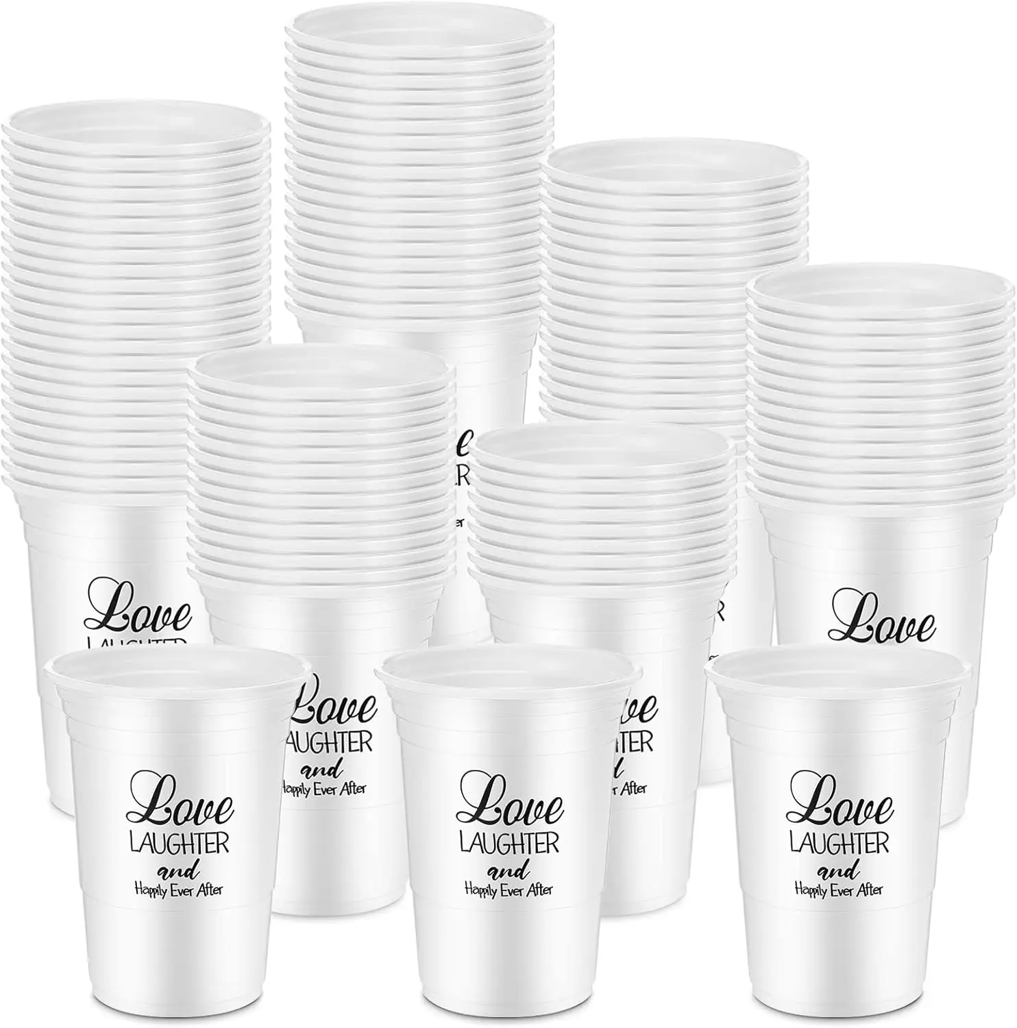

100 шт. 16 унций одноразовые свадебные пластиковые стаканчики оптом, прозрачные чашки для свадебного приема на годовщину свадебного душа