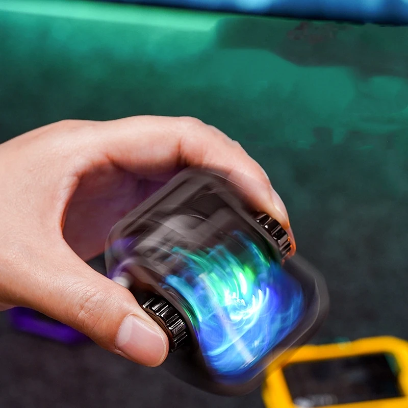 Mecha High Rotation Gyro Lighter Windproof Flame LED Light Transparent Air Warehouse Cross border Outdoor Barbecue Cigar Gifts