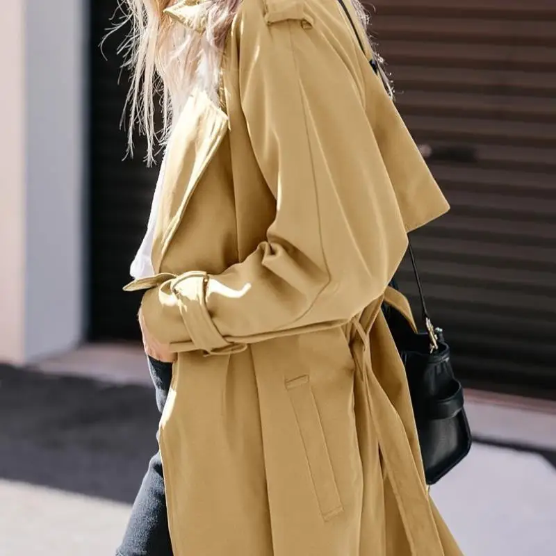 

Classic Double-Breasted Women's Coat 2025 New Cross-Border Sle Special Wide Fit Long Length Autumn Faion Youth Trend