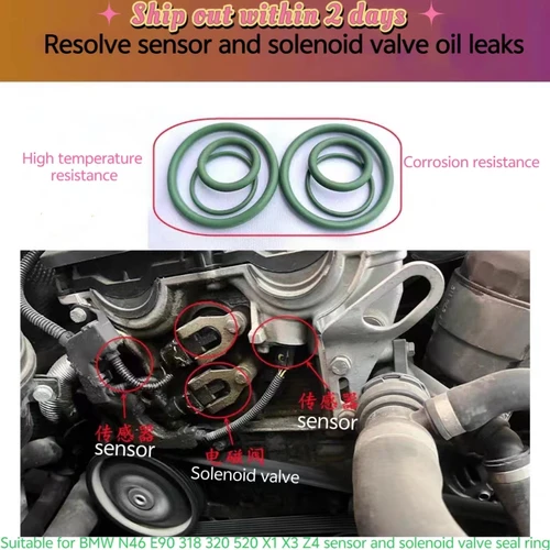Anillo de sellado para válvula solenoide, sensor y árbol de levas VVT para BMW N46, E90, 318, 320, 520, X1, X3, Z4