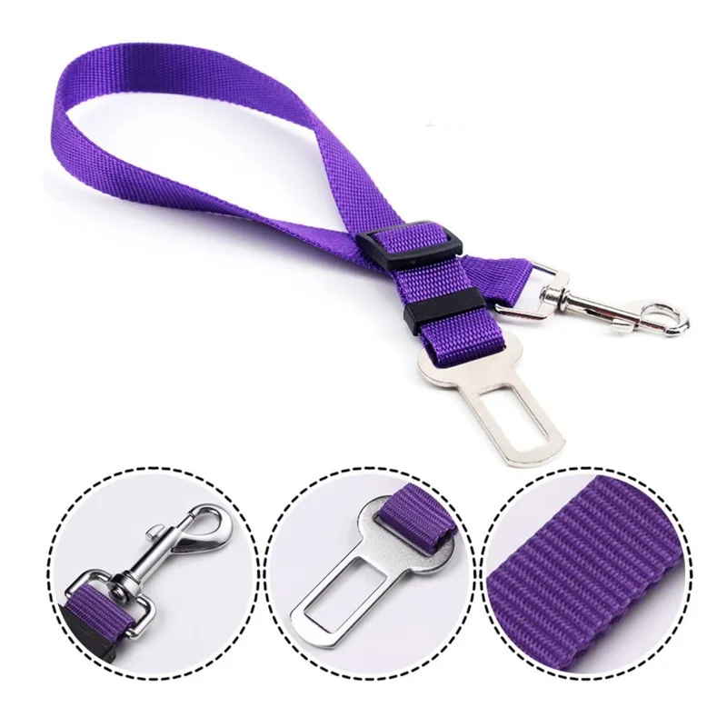 Pet Car Seat Belt Nylon Lead Leash Safety Travel Clip Backseat Safety Belt Adjustable Puppy Dogs Harness Collar Pet Accessories