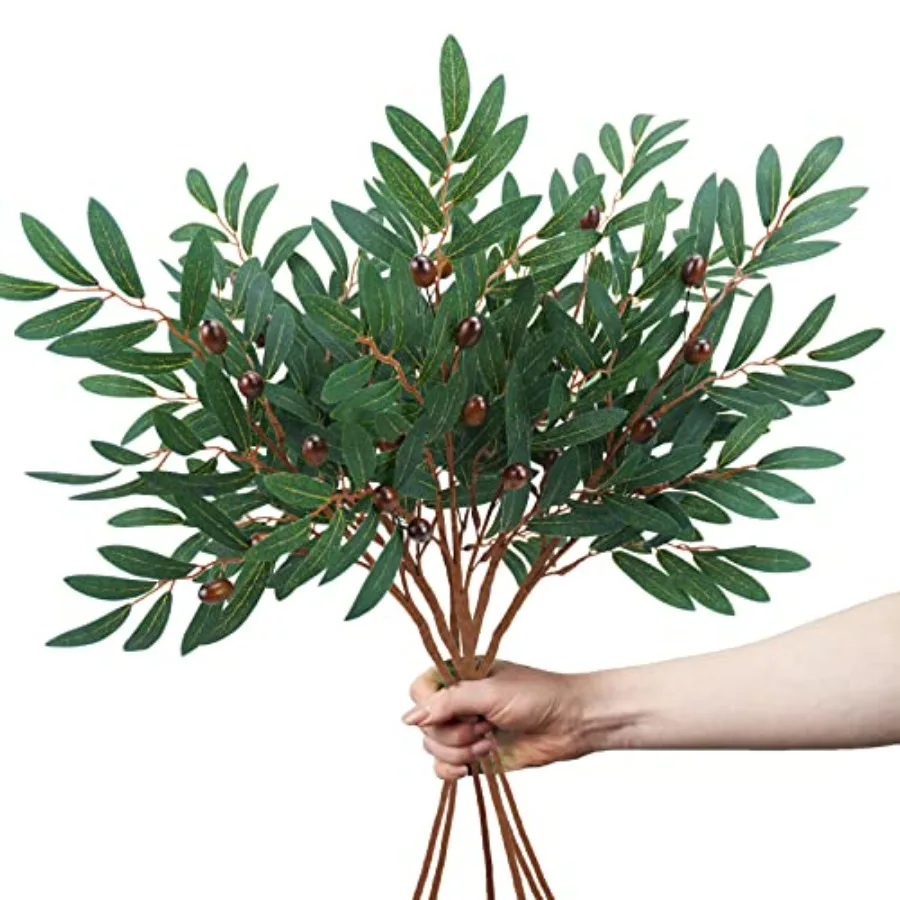 

cs Artificial Olive Branches for Vase 26" Fake Olive Stems Faux ery Stems for Wedding Bouquets Spring Garden Decor