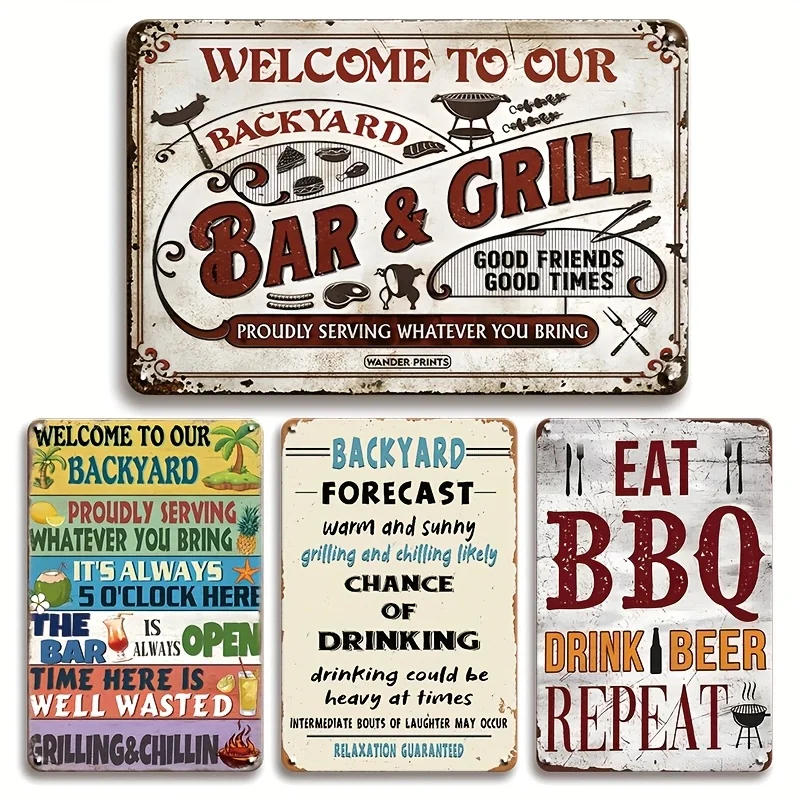 4pcs Vintage Griddle Sign - 
