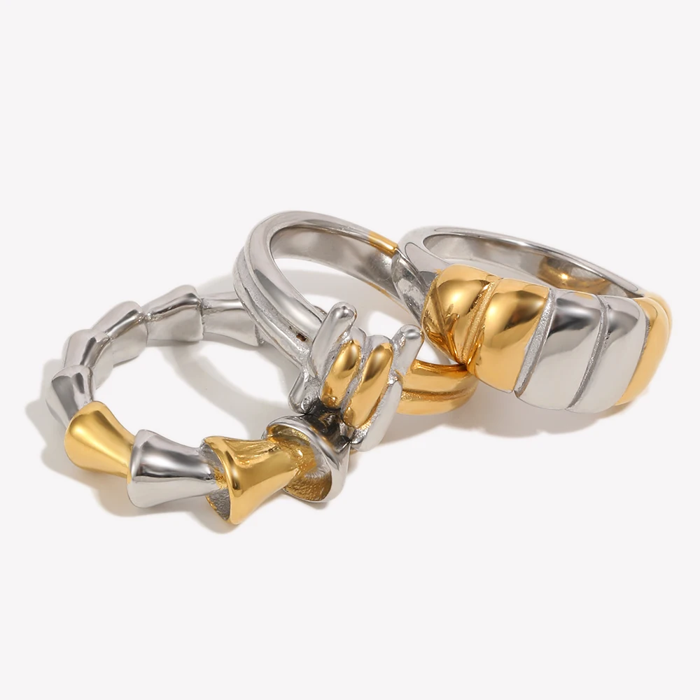 E.B.belle Bread Shaped Double Color Ring Triangular Pyramid Ring Long-lasting Color Waterproof Durable Smooth Edge For Product