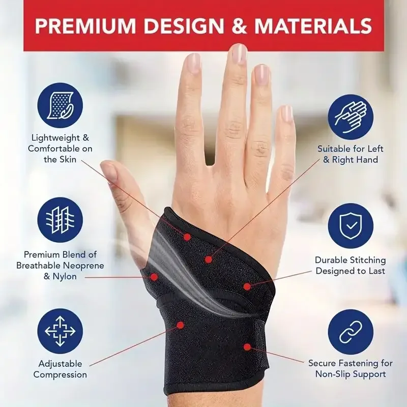 Adjustable Wrist Brace Perfect for Women & Men Support Wrap Strap Hand Carpal Tunnel Brace Fitness Suitable Both Right Left Hand