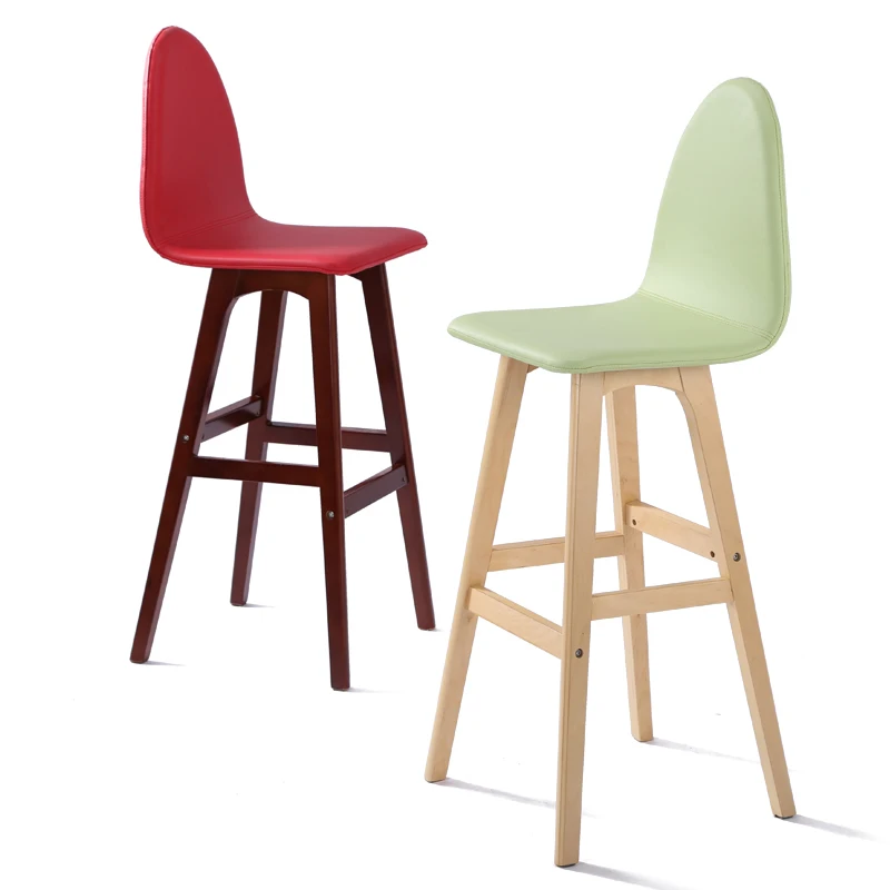 Qubang-Solid Wood Bar Chair, Creative High Back Chair, European Style, Fashionable and Simple Bar Stool