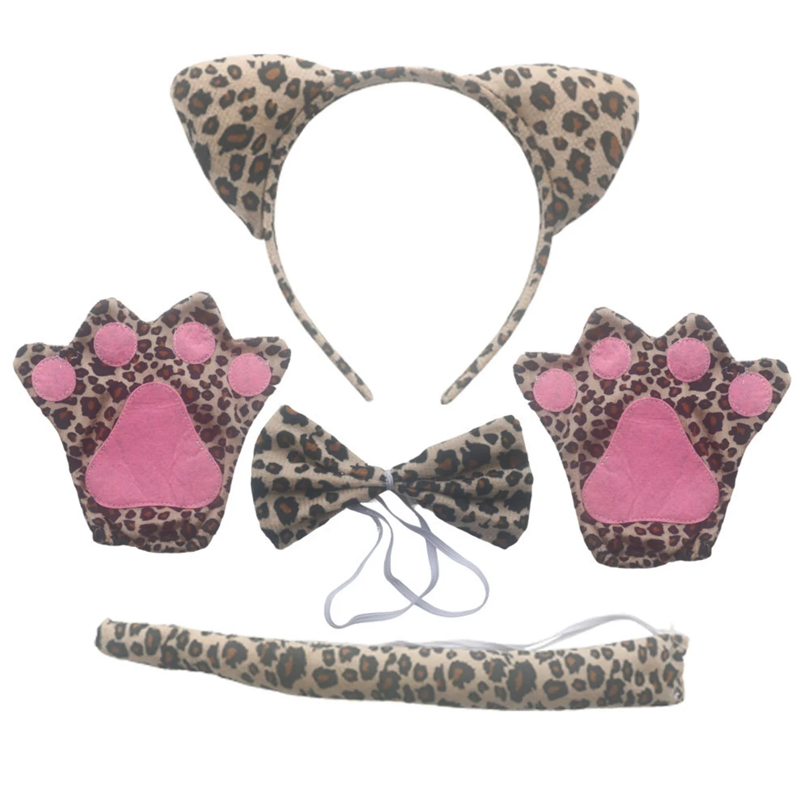 Conjunto de disfraz de leopardo para chico, falda tutú, diadema con orejas, pajarita, accesorios de cola, vestido elegante, fiesta, Halloween, Navidad, accesorios de Cosplay