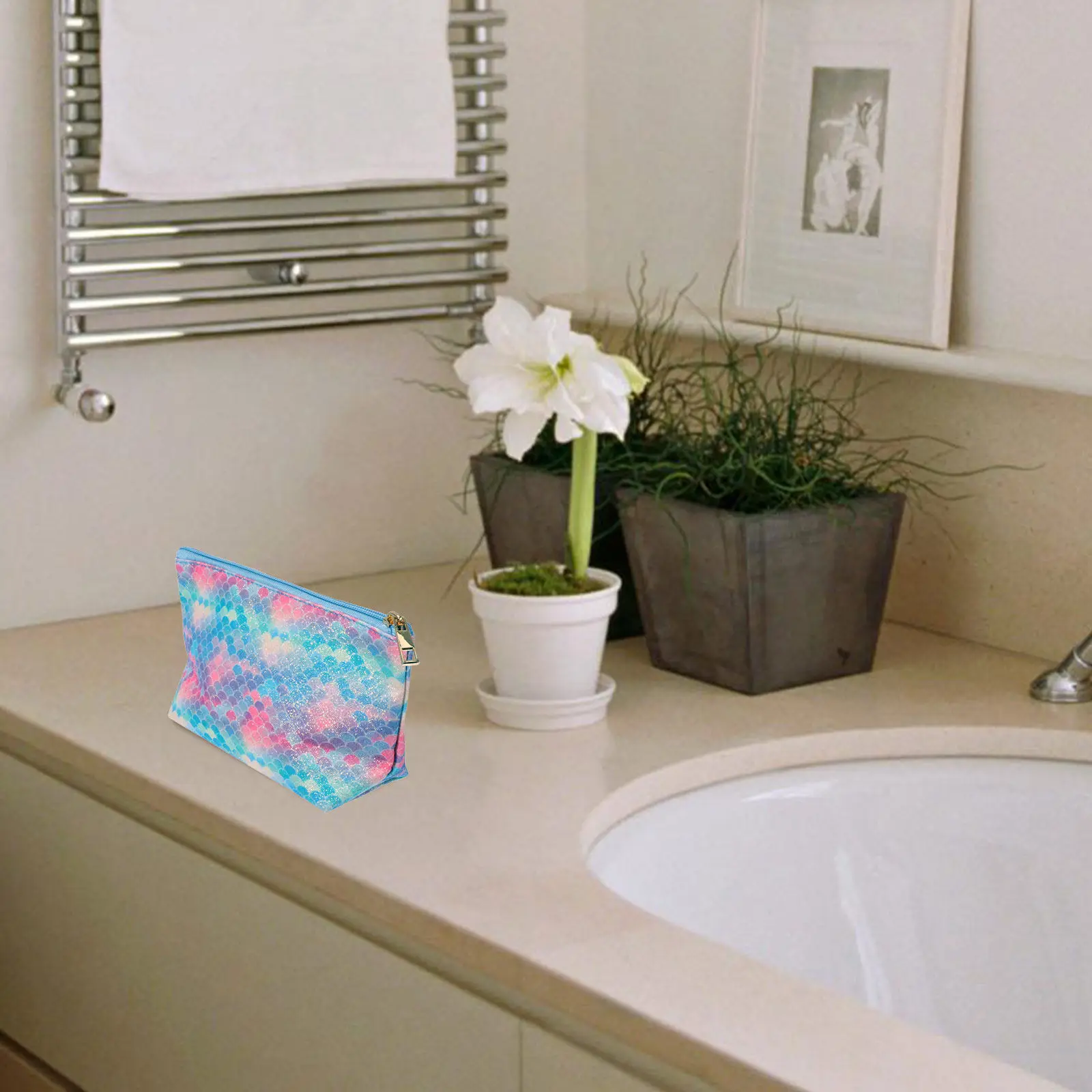 

Набор из 3 водонепроницаемых дорожных косметичек с простым красочным принтом для девочек, на молнии, для хранения личных вещей, косметики и туалетных принадлежностей