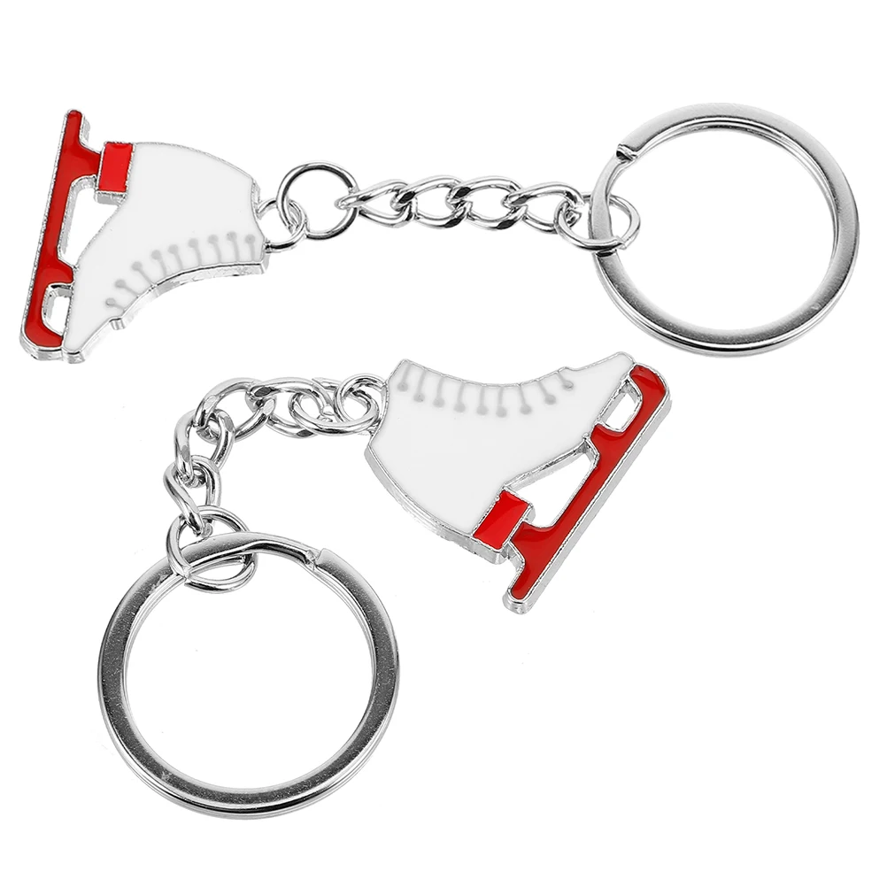 

2Pcs Ice Skating Key Ring Mini Alloy Skating Shoes Charm Lightweight Decorative Pendant for Car Keys Winter Sports Fans