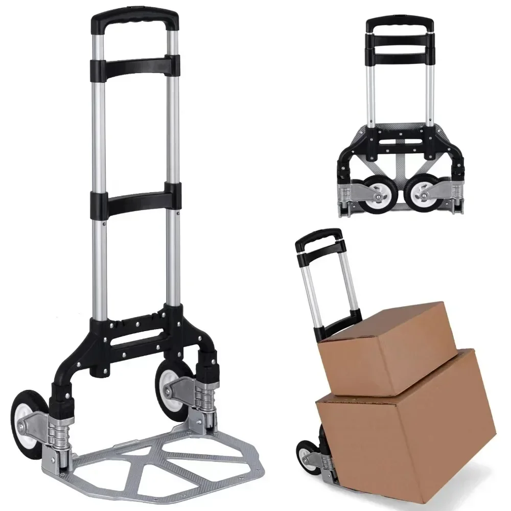 Folding Hand Truck Stair Climbing Cart With Tpr Silent Wheel Telescoping Handle Aluminum Luggage Trolley Portable Shopping Carts