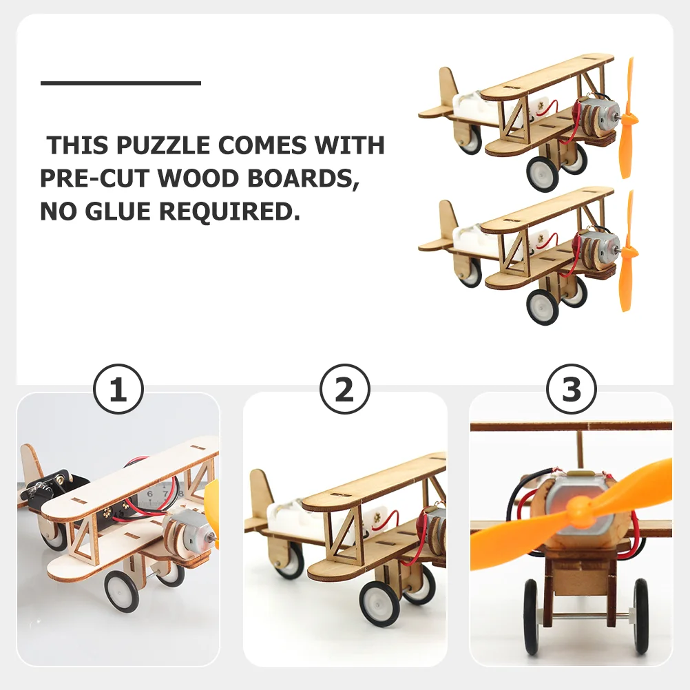 2-teiliges DIY-Puzzle-Spielzeug für Kinder, Puzzle-Spielzeug für Jungen, handgefertigtes elektrisches Flugzeug, zusammengebaut, frühpädagogisch