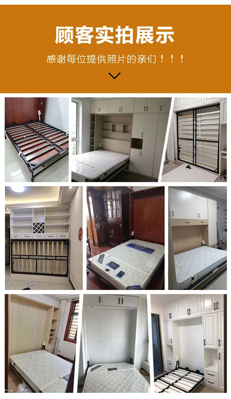Space Saving Home Furniture Small Apartment Invisible Wall Bed With Wardrobe Murphy Sofa Set  Folding Bedspromote sales