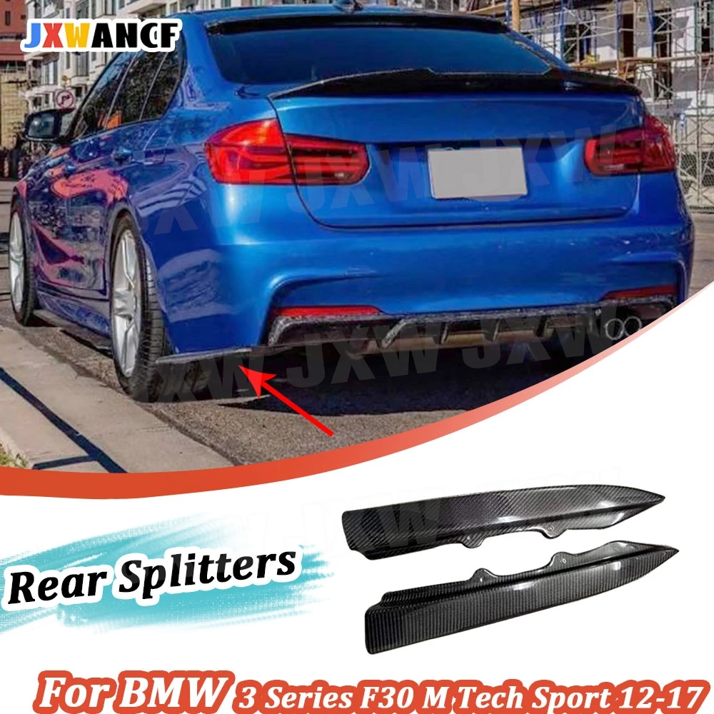 

JXWANCF Carbon Fiber Rear Bumper Lip Splitters Aprons For BMW 3 Series F30 M Tech Sport 2012-2017 FRP Rear Chin Aprons Protector