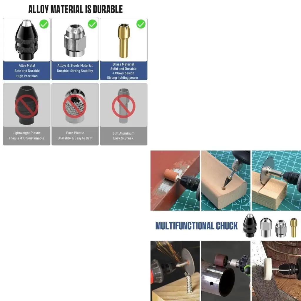 

203C Drill Chuck Collet Set 1/32" to 1/8" Replacement 4486 Drill Keyless Bit Chuck Shank Rotary Tool Quick-Change Adapter
