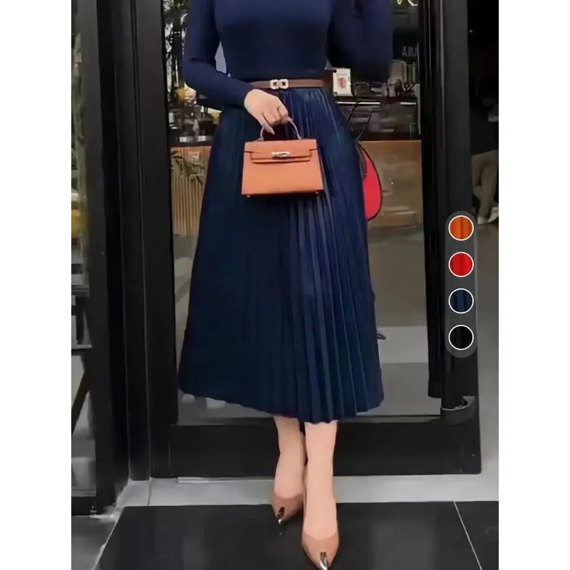 

Elegant Pleated Skirt V 62700 Drapey Half-length Women's Fashion Spring 2026 Neutral Other Fabric Other Process