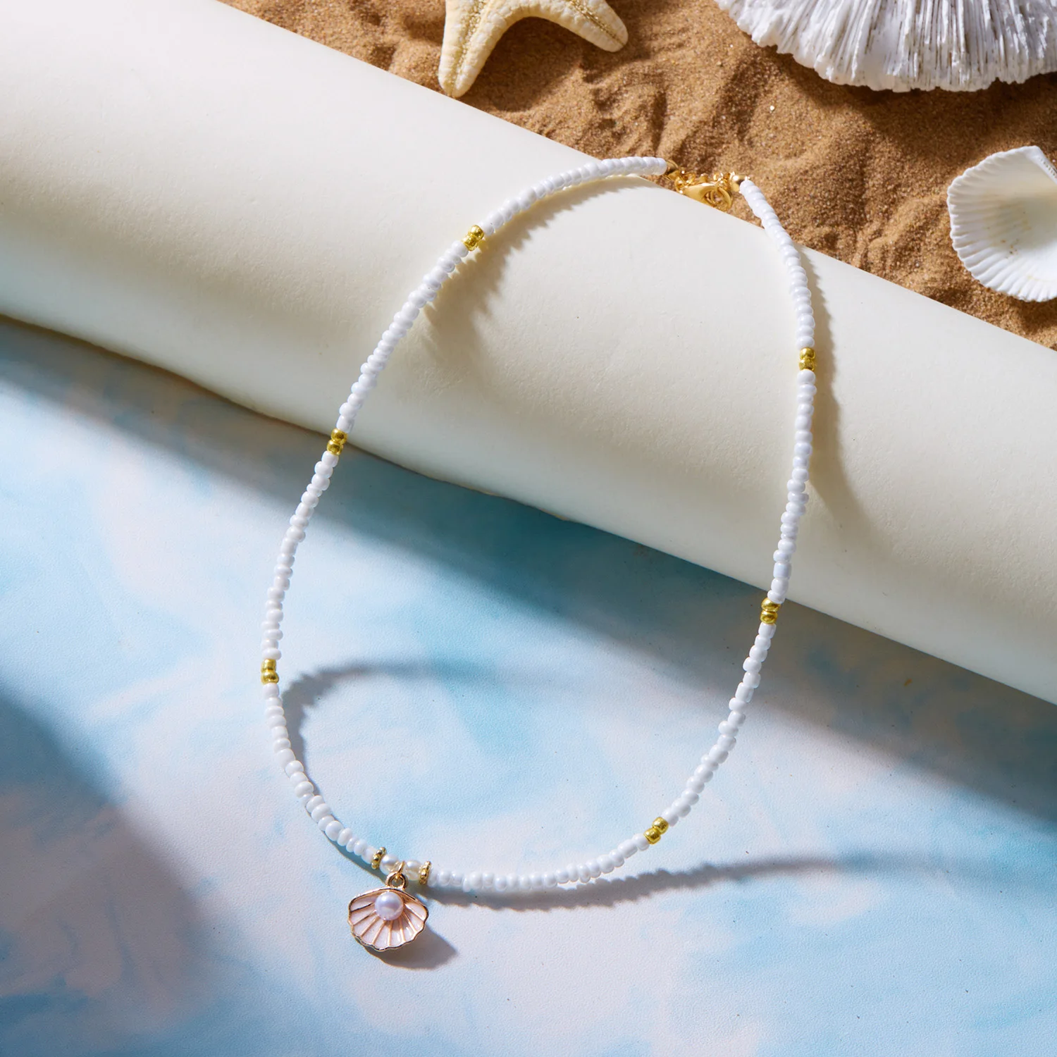 Bohemian Handmade Perlen Kette Mode Halsketten für Frauen Einfache Metall Shell Anhänger Halsketten Party Schmuck Geschenke – Detail 10