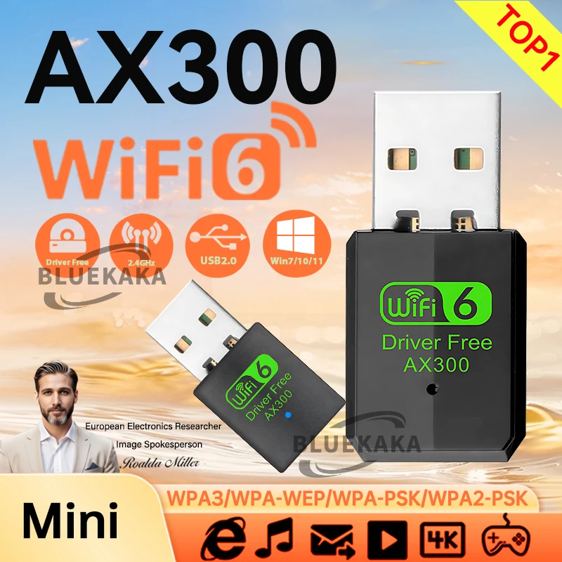 

TOP1 Mini USB Adapter WiFi 6 Network Card 2.4GHz 802.11AX Wireless Dongle Ethernet Receive Drive Free For PC Laptop Win 7/10/11