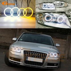 For Audi A8 S8 4E D3 Ultra Bright A/W Switchback Day Light Turn Signal SMD LED Angel Eyes Kit Halo Rings