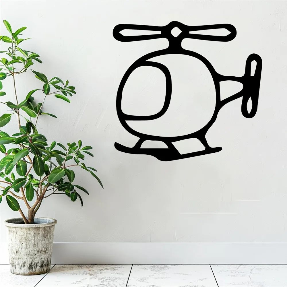 CIFBUY Metal Helicopter Wall Art 3D Dynamic Aircraft Sculpture Weatherproof Iron Decor for Game Room Backyard Fence Aviation Gif
