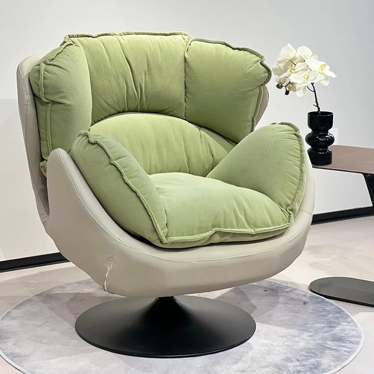 Comfortable Soft Modern 360 Rotating Swivel Chair With Adjustable Height For Living Room Apartment & Bedroom (Fabric/Leather)
