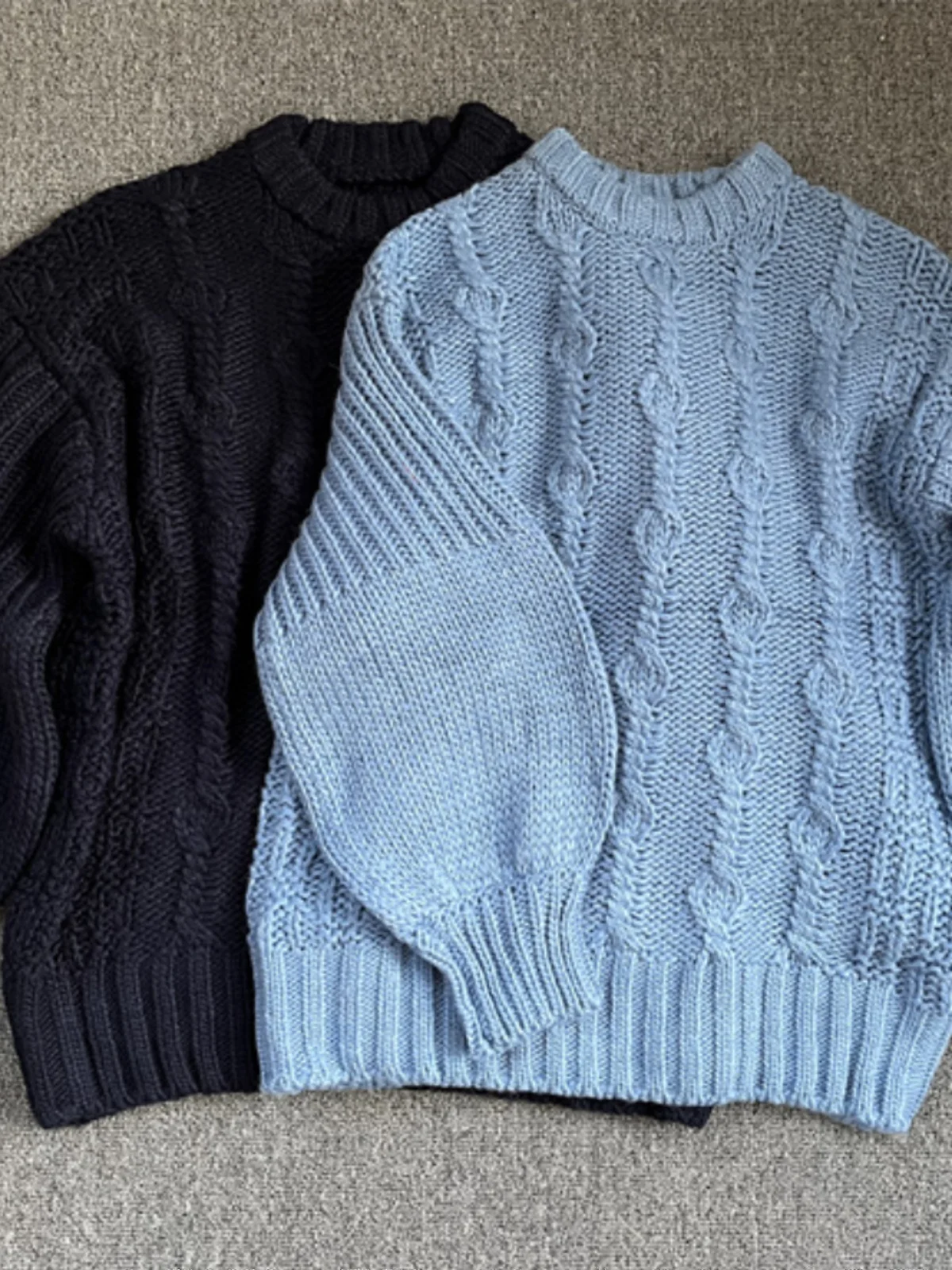 Faionable Women's Knitted Sweater Wool Blend Street Sle Loose Twist Long Medium Length round Ne Pullover Autumn Winter