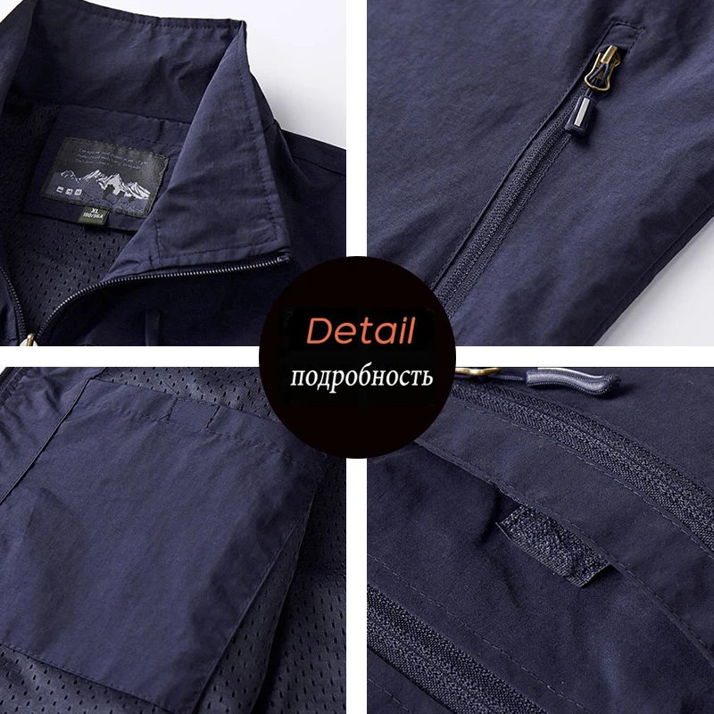 New Spring Men Outdoor Casual Vests Mens Summer Waterproof Breathable Fishing Waistcoat Mens Autumn Fashion Vest Jacket Male