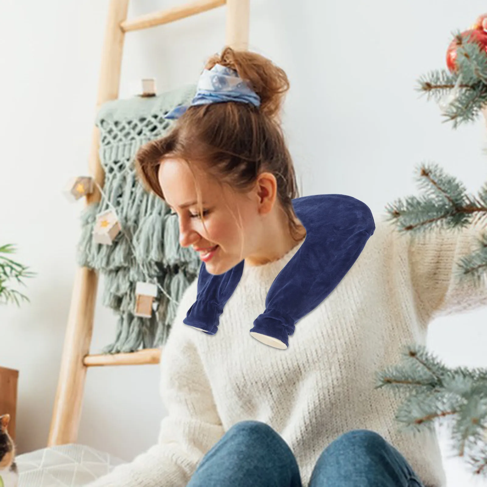 

Грелка для шеи U-образной формы, темно-синяя, из прочной ткани, сохраняющая тепло, для дома, офиса, школы