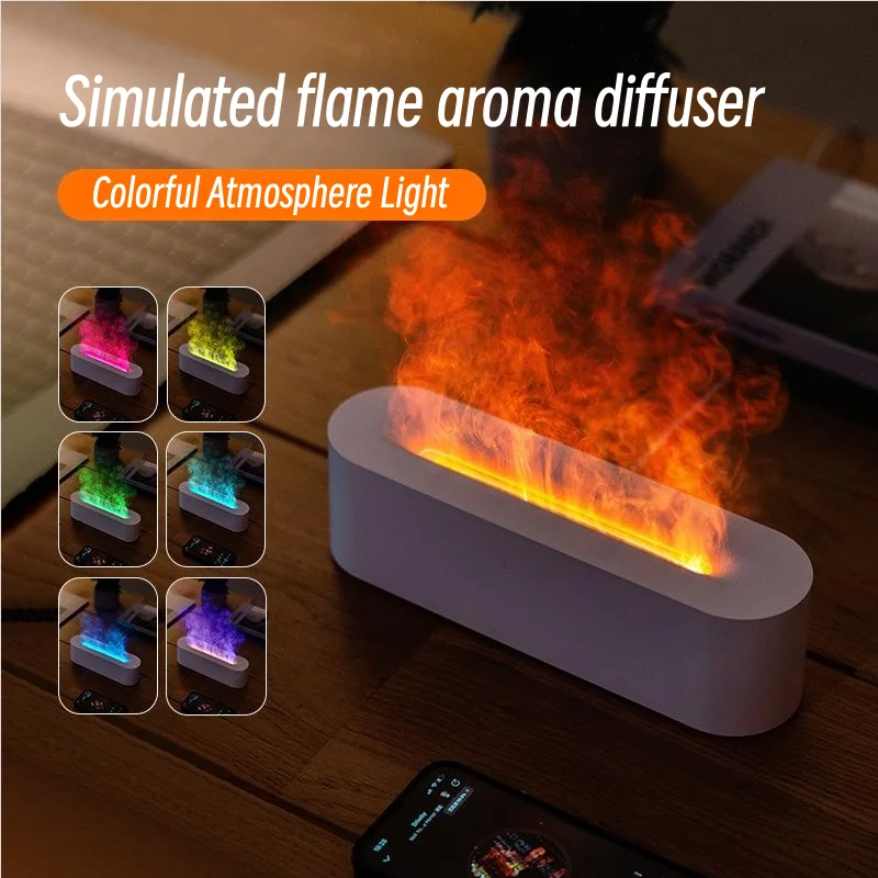 

7 Colors Flame Lamp Aromatherapy Air Humidifier Diffuser USB Electric Ultrasonic Cool Mist Essential Oil Diffuser Humidificador