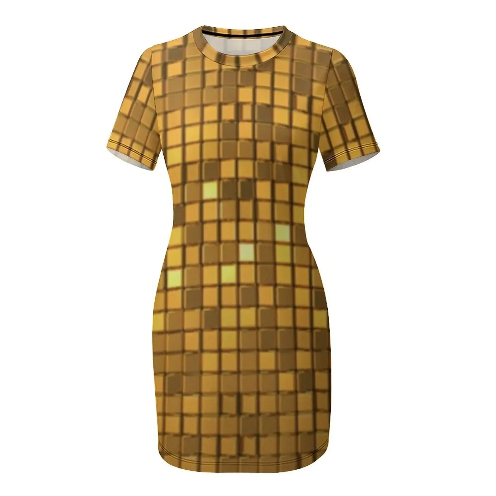 Golden shiny disco ball Short-Sleeved Dress evening dresses women wedding guest dress 2025 Dress