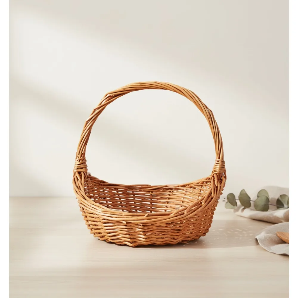 

Woven Picnic Basket with Handle, Versatile Organizer for Outdoor Wedding Garden Events, 8.66x7.07x7.87 Inches