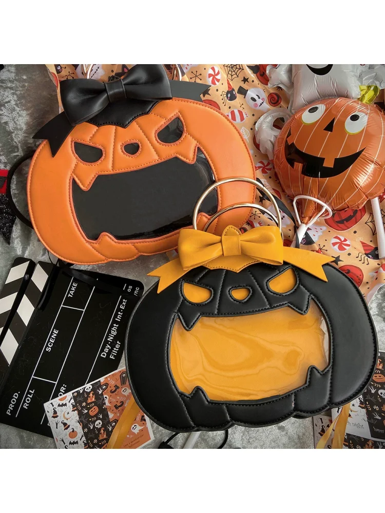 

Оригинальный дизайн: женская сумка с тыквой в наличии на Хэллоуин, доступная с обеих сторон, ручная сумка через плечо на одно плечо