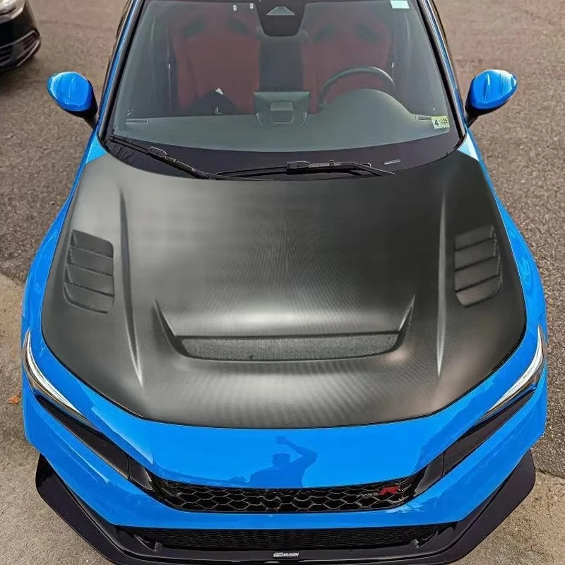 Customized Matte Black Dry Carbon Fiber Vent Bonnet Hood for Honda Civic 11th Gen FL5 Type R Carbon Fibre Engine Hood Upgrade