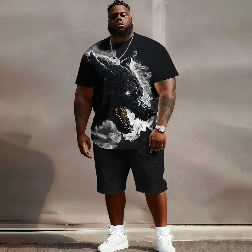 

Мужской комплект с короткими рукавами больших размеров S-9xl: Wolf-Edge Vibe — 2 предмета большого и высокого кроя, мягкая ткань, гладкие силуэты волка