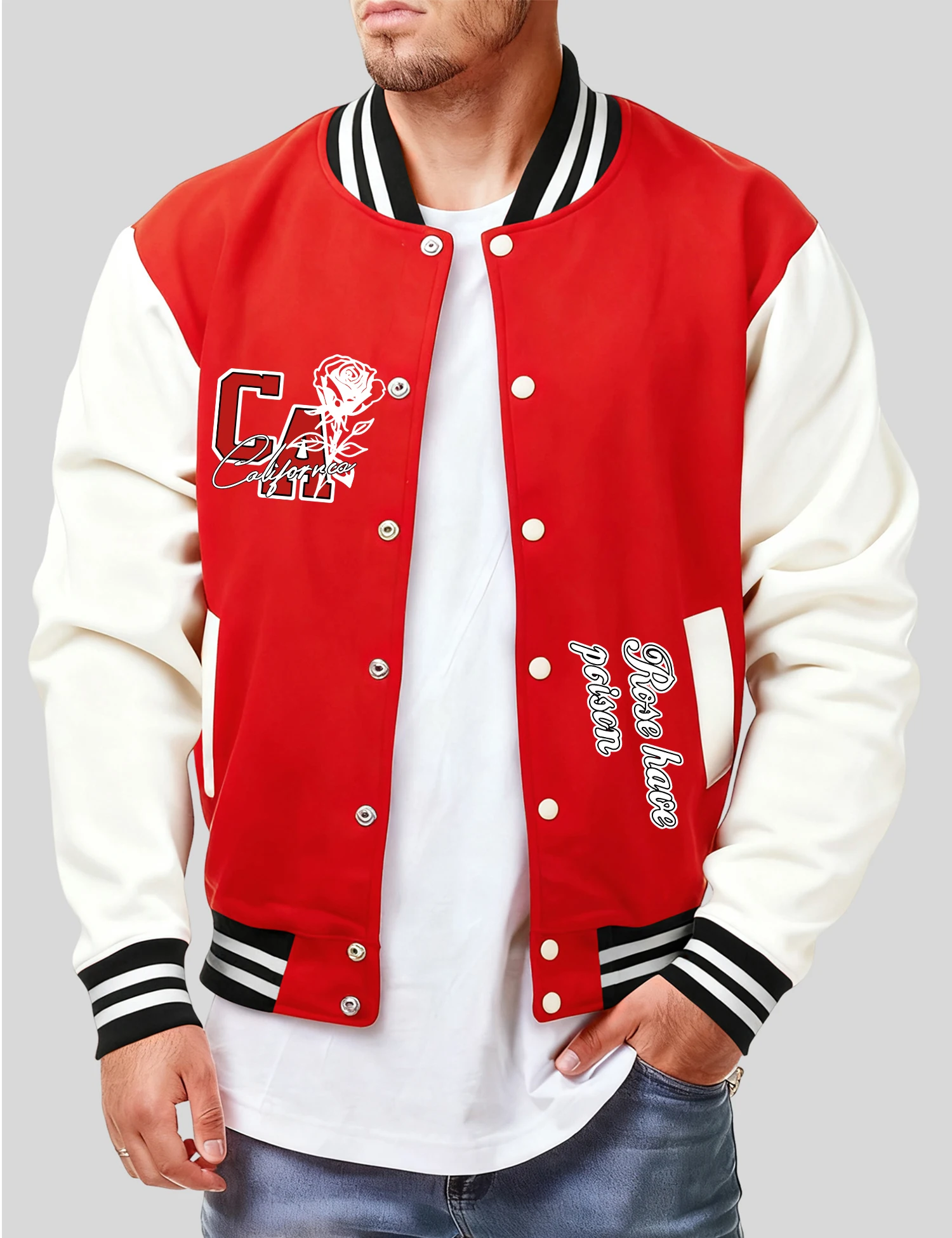 روز أوف كاليفورنيا نمط جاكيتات الرجال عادية جيب البيسبول معطف موضة فضفاضة قمة الخريف الشارع الرجعية للجنسين الملابس