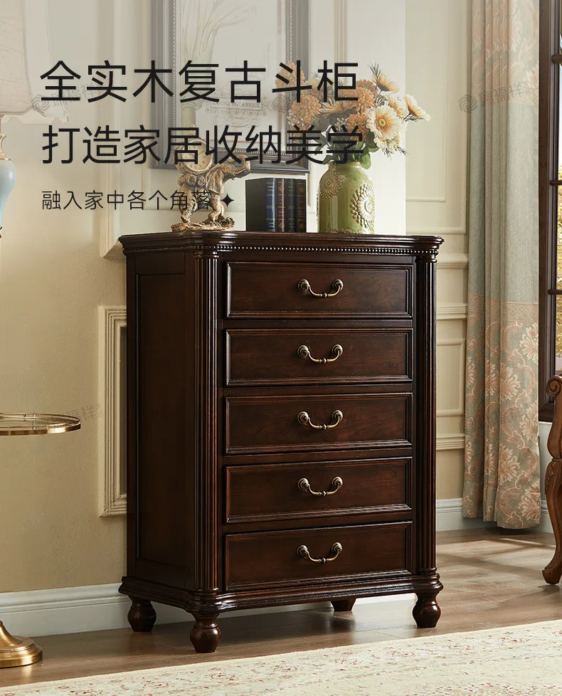 American household all-solid wood chest of drawers 80cm living room storage side cabinet foyer entrance entrance cabinet H289