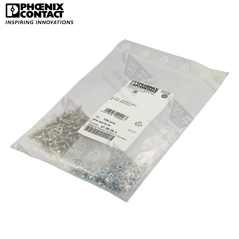 1PCS Original Genuine Phoenix Contact Connector PCB Screw Set Terminal Block DFK-MSTB-SS 0708263 Spring Washer Nut M3 X 10