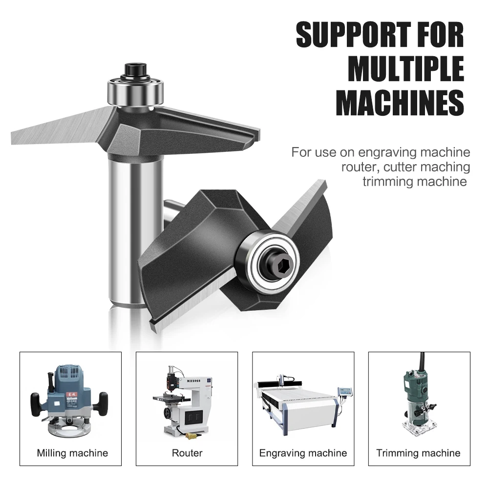 15 degree  Chamfer Edge Forming Router Bit 12mm 1/2inch Shank Bevel Flush Trim Bit Woodworking Milling Cutter Bits