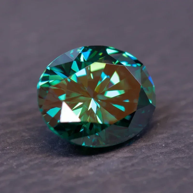 Pedra de moissanite pedra preciosa verde esmeralda cor natural vvs1 corte oval encantos jóias contas fazendo materiais com certificado gra