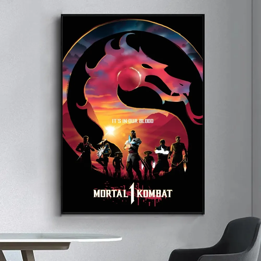 Mortal Kombat videogioco Poster Fancy Wall Sticker per soggiorno Bar Vintage pittura decorativa centrale