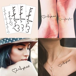 3pcs Waterproof Temporary Tattoo Sticker Heart Beat Line Fake Tatto Flash Tatoo Wrist Tato for Girl Women Men