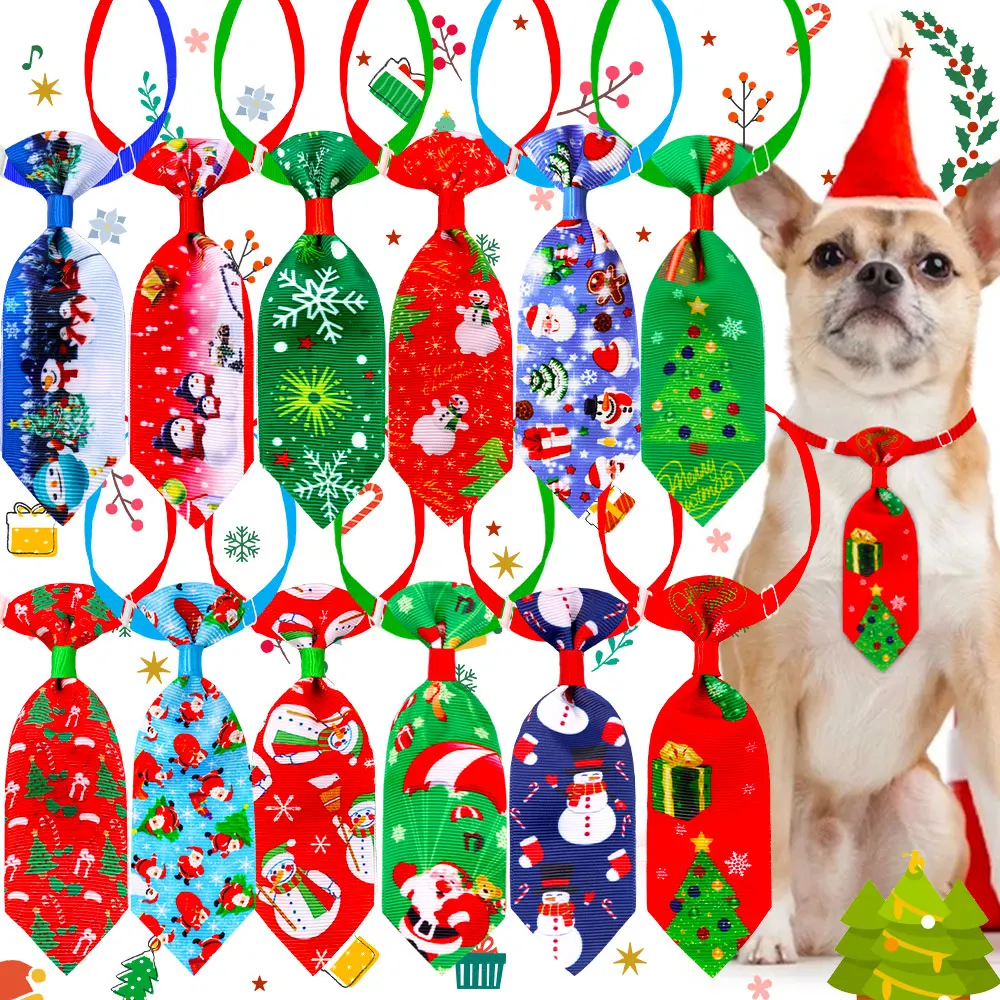 10pcs Dog Tie For Christmas For Dogs Pets  Bowties Neckties Christmas Dog Grooming Pet Accessories For Small Dogs