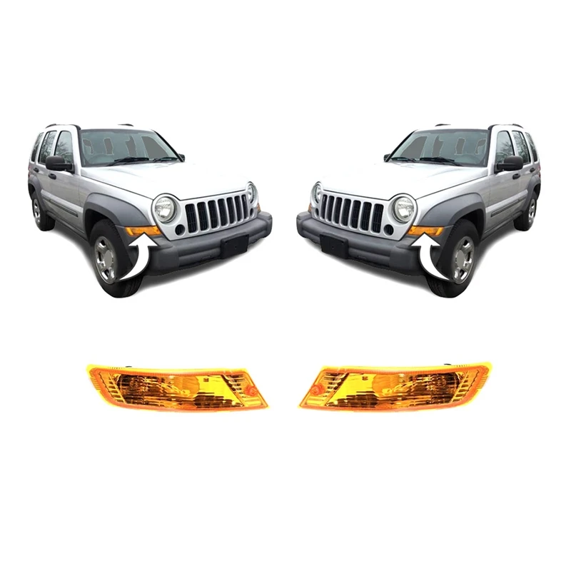 Car Side Marker Indicator 55156766AE 55156767AD Amber With LED Daytime Light For Jeep Liberty 2005-2007