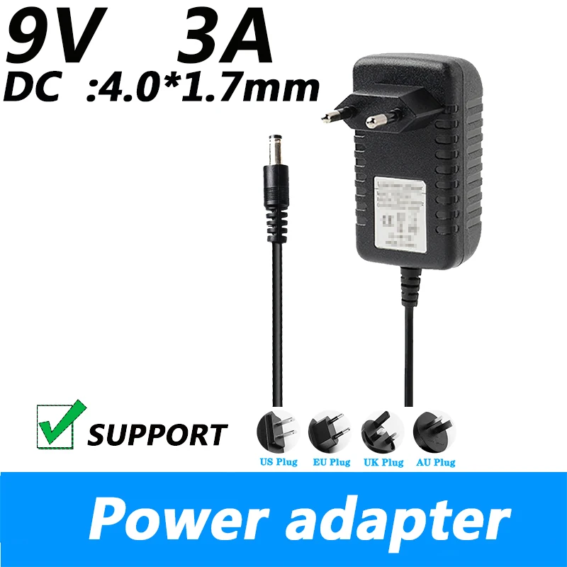 Power Adapter Transformer DC 100V-240V to AC DC 9V 3A 4.0*1.7mm Eu Plug Uk Plug